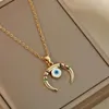 Pendant Necklaces Kinitial Laser Carved Fashionable Stainless Steel Necklace Colorful Horn Jewelry Devil's Eye Anniversary Gift