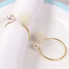 Towel Rings 6pcs Pearl Ball Napkin Holder For Wedding Table Decoroation Gold Ring Napkin Rings Hotel Party Servitte Buckles Table Towel Ring 240321