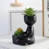 Decorative Flowers Artificial Succulents Plants 3Pcs Small Greenery In Ceramic Pot For Living Room Bathroom