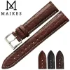 Armband Maikes Real Alligator Watch Band 18mm 20mm 22mm 24mm äkta krokodilläderklocka Remsfall för IWC Longines