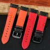 Accessoires Echtes Lederarmband Kohlefaser Getreide Uhrenband 18mm 20 mm rot Orange Watch Band 21mm 22mm 23mm 24mm Uhrengurt