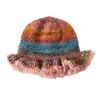 ベレー帽の女性漁師の帽子ビーニー柔らかい防風のためのカラフルな縞模様秋の冬の超厚