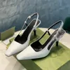 Designer Slingbacks High Heels Damen Sandale Mode Echtes Leder Formelle Schuhe Designer Sandalen 6,5 cm 3,5 cm High Heel Square Toe Knöchelriemen Qarty Schuhe