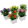 Fleurs décoratives artificielles en pot, 5 pièces, fausses plantes en plastique, petits Pots, pour mariage, bureau à domicile