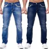 Мужские джинсы, однотонные эластичные джинсовые прямые брюки с карманами, весна-лето, деловые повседневные брюки, повседневная уличная одежда, мужская одежда 240321