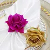 Handdukringar 6st bröllopsdekoration Artificial Rose Flower servettringar för alla hjärtans dag bruddusch födelsedagsfest heminredning hww01 240321