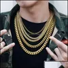 Girocolli Girocolli Collane Pendenti Gioielli Krkc Co Wholale Personalizzato Hip Hop Cuban Curb Link Uomo Miami Stainls Acciaio 14K 18K Placcato Oro Dh27V