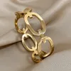 Bracciale semplice braccialetto ad incastro in acciaio inossidabile polsino a geometria cava polsino gioielli per le donne regali per feste di moda