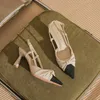 Sandálias femininas de salto alto, sapatos de estilete fino, sandália de verão baotou, sandálias flip flop 240228