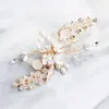 Hair Clips Woman Clip Golden Floral Hairpin Fashion Alloy Crystal Headpiece Bridal Side Pin Beauty Wedding Accessories Jewelry