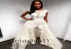 Women Jumpsuits White Appliqued Lace Mermaid Wedding Dresses Detachable Train Bridal Gowns Ivory Tulle Bride Dress Overskirt Robe 1616673