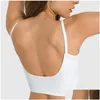 Bikinis Set Solid Color Cross Cross Out Fitness Bray Women Yoga Vest Sports Sports Top Gym Buttrt Soft corriendo con cofre extraíble P OT9TW