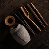 Teaware Sets 3 Style Gilt Iron Tea Set Pottery Ceremony Accessories Storage Stripe Canister Utensils Pen Case Lotus Pot