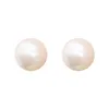 Brincos minimalistas S925 com agulha de prata 8mm 10mm 12mm 14mm Imitação de pérolas Brincos estilo coreano femininos joias para festa de casamento presente de dia dos namorados SPC