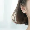 Studörhängen Modian 925 String Sliver Emalj 3 Färg Söt blommaörhänge för kvinnor Fashion Plant Ear Studs Fina smycken Tillbehör