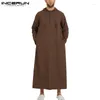 Etnik Giyim 2024 Erkek Müslüman Robe Hoodies Kaftan Suudi Arap Kaftan Uzun Kollu İslami Jubba Thobe Sıradan Adam S-5XL Incerun