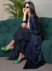 Abbigliamento etnico Velluto Raso Abaya Kimono Casual Allentato Saudita Abaya aperto per le donne Dubai Turchia Abiti musulmani Islam Modesto abito caftano