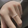 Anéis de cluster banhado a prata simples enrugado açúcar papel anel abertura ajustável personalidade feminina festa jóias presente de aniversário