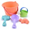 Zandspeelwaterplezier Zachte lijm Strandgereedschap Set Zandspeelspeelgoed voor kinderen Plezier Water Strand Kustgereedschap Kind Zandloper Schop Gereedschap Geschenken 240321