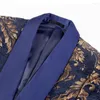 Ternos masculinos jacquard floral blazer com xale lapela uma peça de casamento masculino terno jaqueta feita sob encomenda azul marinho masculino moda casaco 2024