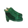 Повседневная обувь Пара Роскошные высокие мужские кроссовки для вождения с шипами Черные зеленые замшевые кроссовки из натуральной кожи Свадебные серебряные кроссовки на плоской подошве с кристаллами