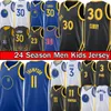 Stephen Curry 30 Klay Thompson 11 Basketball Jersey Chris Paul 3 Draymond Green 23 Men 2023-24 City Sports Stitched Breathable Shirt Gold Black Blue Kids Youth Jerseys