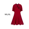 Casual Dresses Womens Smock Dress Qipao Bekväm elegant andningsbar knälängd för bröllop Daglig slitagesdagsjubileum