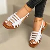 Sandalen Damenschuhe zum Verkauf 2024 Marke Sommer Damen Karree Feste dünne Gürtelkombination Offene Damen mit niedrigem Absatz