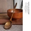 Spoons 1/2/3PCS Wooden Soup Spoon Long Handle Dessert Rice Teaspoon Cooking Kitchen Accessories Wood