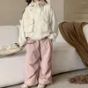 Pantalons pour enfants, vêtements pour enfants, pantalons décontractés, printemps, filles, lettres brodées, bébé rose, jambes larges, à la mode, 2024