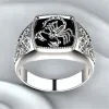 Gothic Style Punk Scorpion Male Retro 14K White Gold Ring Scorpion Pattern Rings for Men Jewelry Wholesal