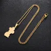 Anhänger Halsketten Edelstahl Kette Halskette Guyana Karte Frauen Gold Farbe Statement Schmuck Charm Choker Geschenk