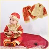 Vêtements ethniques 2024 Costume Tang Costume traditionnel chinois pour bébés garçons broderie hiver rouge année cadeau d'anniversaire chaussures de Noël