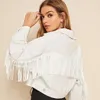 2024 Spring och Autumn New Womens Tassel Denim Coat Womens White Jacket 230616