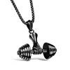 Chaînes Fitness Haltère Titane Acier Collier Tendance Hip Hop Pendentif Décoration Personnalisé Night Shop Barbell