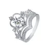 Sweet Princess Diamond Crown Copper Ring Set
