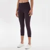 LL Femmes Yoga en pantalon court Poche latérale patchwork leggings de sport avec pêche levage fesses pantalon de fitness