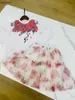 Nouvelle robe de princesse vêtements pour bébés survêtements pour enfants taille 90-150 CM filles à imprimé floral pull à manches longues et jupe longue en dentelle 24mars