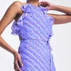 Letnie marszczone rękawie nieregularna długa spódnica polka kropka szczupła backless fishtail wieczorowa sukienka dla kobiet