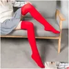 Socks Hosiery Women Neon Stockings For Japanese Mori Girl Y Thigh High Over Knee Elasticity Nylon Silk Stocking Female Drop Delivery A Otrrc