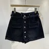 Calções femininas para mulheres bolsos de cinto projetado ins denim curto feminino estilo coreano cintura alta verão streetwear anti-esvaziado dropship