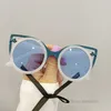 Модные детские солнцезащитные очки с кошачьими ушками INS UV 400, солнцезащитные очки для девочек, детские круглые очки в металлической оправе для пляжного отдыха, A7384