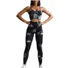 Tweedelige damesbroek Sportvest Set Verstelbare riem Tie-Dye voor zomer Sportkleding Ademende mouwloze top Hoge taille Drop Delive Ot62J