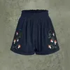 2023 novo veludo bordado cintura elástica shorts casuais