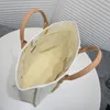 Casual tote parels brief canvas strandtas mode zomer luxe ontwerper wit zwart grote shouler boho boho handtassen dames kralen kettingen tassen