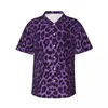 Men's Casual Shirts Pink Leopard Hawaii Shirt Men Vacation Animal Fur Print Short-Sleeve Streetwear Graphic Loose Oversize Blouses