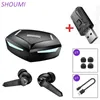 Cell Phone Earphones Shoumi TWS gaming earphones low latency wireless gaming earphones sound position high-definition bass earphone USB adapter Q240321