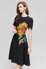 2024 Summer Retro Embroidery Floral Print Women's Dress Lace O-Neck Zipper Short-Sleeve Woman's Casual Long Dresses AS0105