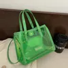 Drawstring Korea Style Clear PVC Shoulder Bag For Women Eco Transparent Shopper Handväska 2024 Summer Travel Beach Female Crossbody