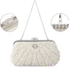 Womens Pearl Evening bag Cascading Bead Rhinestone Fancy Clutch Handbag Purses DHL Shipping